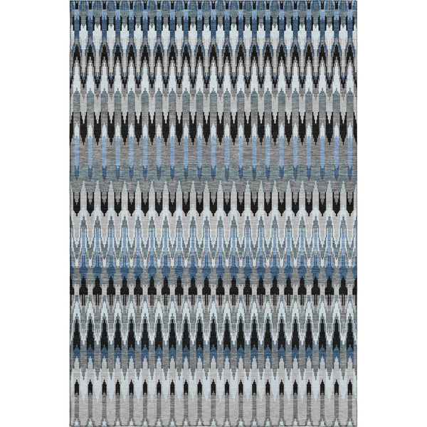 HomeRoots 8' X 10' Southwestern Area Rug in Gray, Blue & Black - Washable, UV Protected, Stain Resistant Design 668245