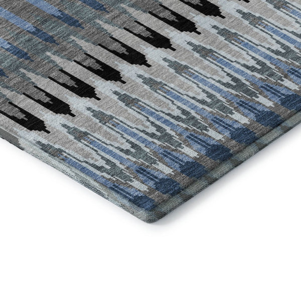 HomeRoots 8' X 10' Southwestern Area Rug in Gray, Blue & Black - Washable, UV Protected, Stain Resistant Design 668245