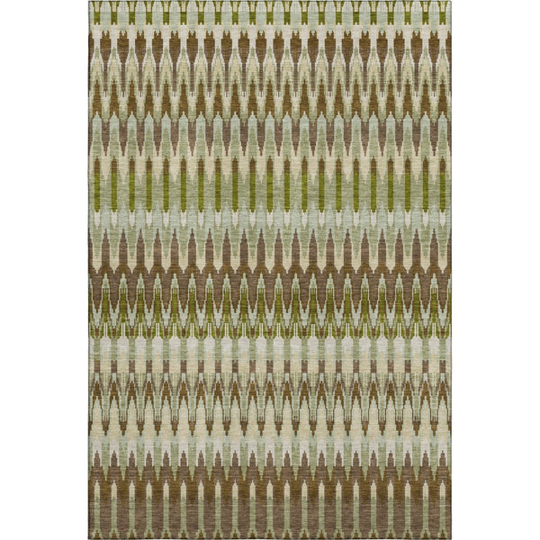 HomeRoots 8' X 10' Southwestern Washable Area Rug - Earthy Green, Brown & Silver, UV Protected & Durable Design 668251