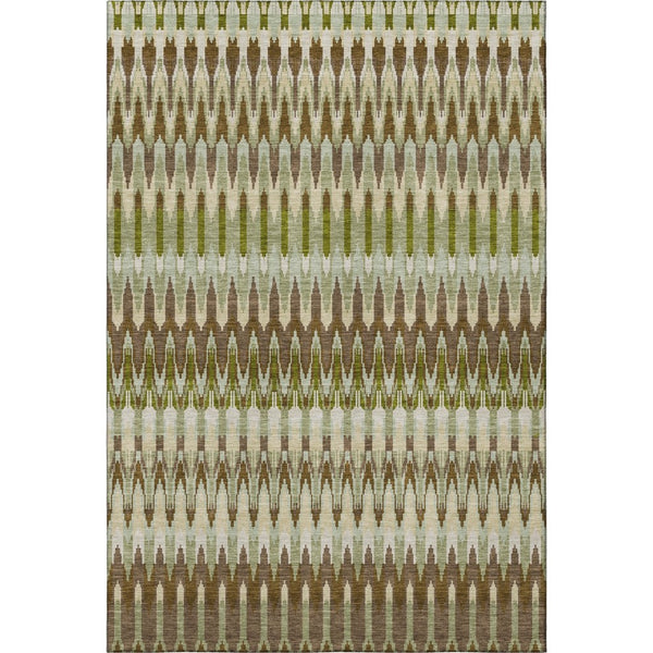 HomeRoots 8' X 10' Southwestern Washable Area Rug - Earthy Green, Brown & Silver, UV Protected & Durable Design 668251