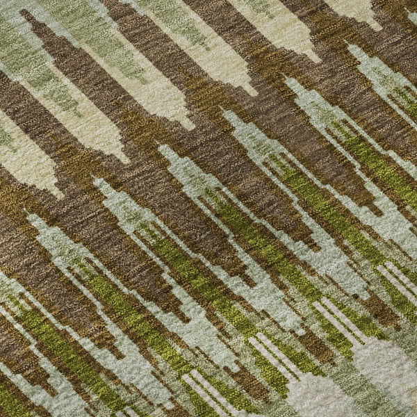HomeRoots 9' X 12' Southwestern Area Rug in Green, Brown & Silver – Washable, UV-Protected, and Stylish! 668252