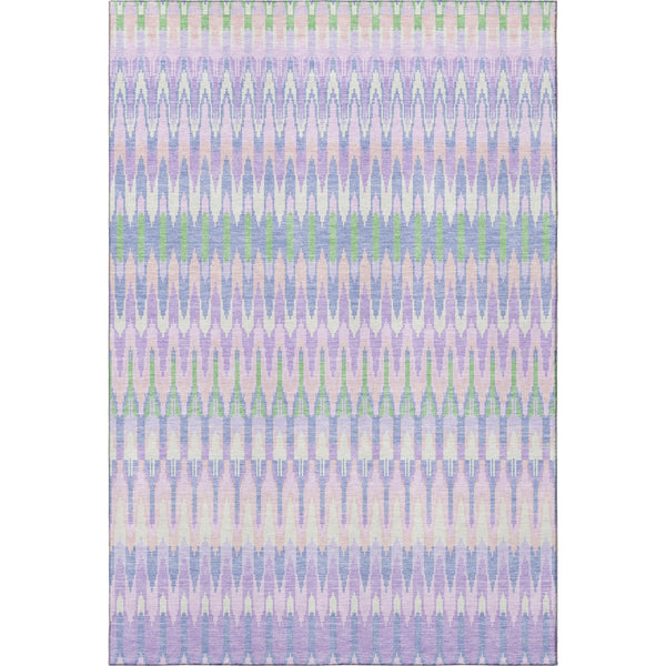 HomeRoots 5' X 8' Southwestern Washable Area Rug in Lavender Pink & Green - UV Protected & Stain Resistant! 668255