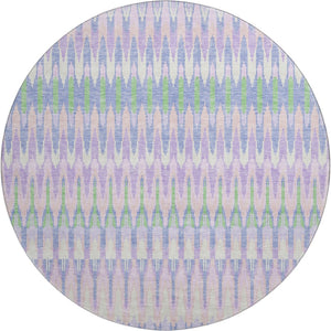 HomeRoots 8' Southwestern Washable Round Rug in Lavender, Pink & Green – Durable, UV Protected & Stylish! 668256