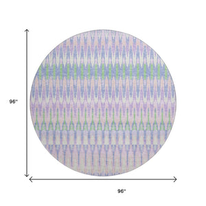 HomeRoots 8' Southwestern Washable Round Rug in Lavender, Pink & Green – Durable, UV Protected & Stylish! 668256