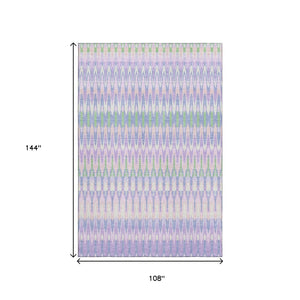HomeRoots 9' X 12' Southwestern Area Rug in Lavender Pink & Green - Washable, UV Protected, Stain Resistant 668258