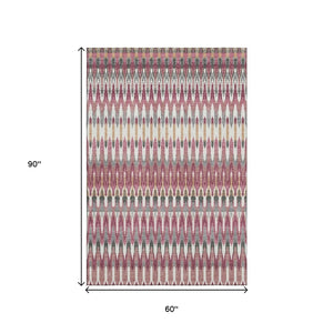 HomeRoots 5' X 8' Mauve Blush Southwestern Area Rug – Washable, UV Protected, Stain-Resistant & Stylish Décor 668261