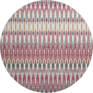 HomeRoots 8' Mauve Blush & Ivory Southwestern Round Rug – UV Protected, Washable, Stylish & Durable Design 668262