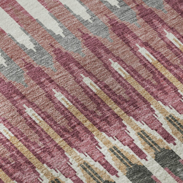 HomeRoots 8' Mauve Blush & Ivory Southwestern Round Rug – UV Protected, Washable, Stylish & Durable Design 668262