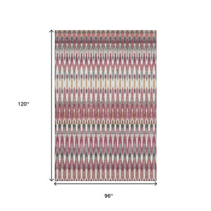 HomeRoots 8' X 10' Mauve Blush & Ivory Southwestern Area Rug - Durable, Washable, UV-Protected for Family Homes 668263