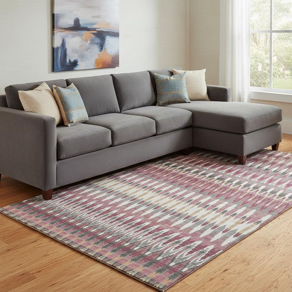 HomeRoots 9' X 12' Soft Mauve Blush & Ivory Southwestern Washable Area Rug with UV Protection & Stain Resistance 668264