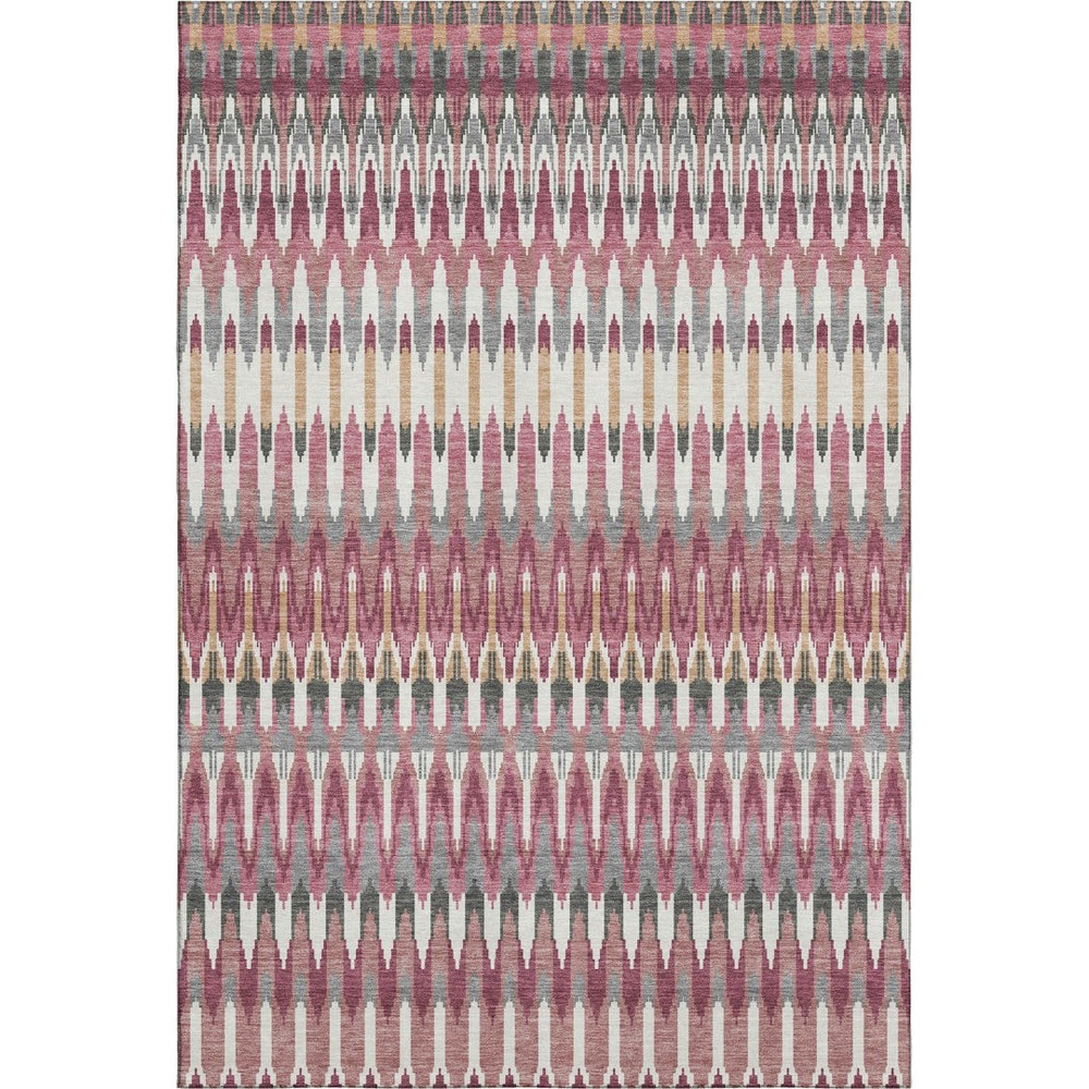 HomeRoots 9' X 12' Soft Mauve Blush & Ivory Southwestern Washable Area Rug with UV Protection & Stain Resistance 668264