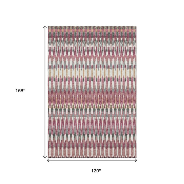 HomeRoots 10' X 14' Mauve Blush & Ivory Southwestern Area Rug - Washable, UV Protected, Stain-Resistant Design 668265