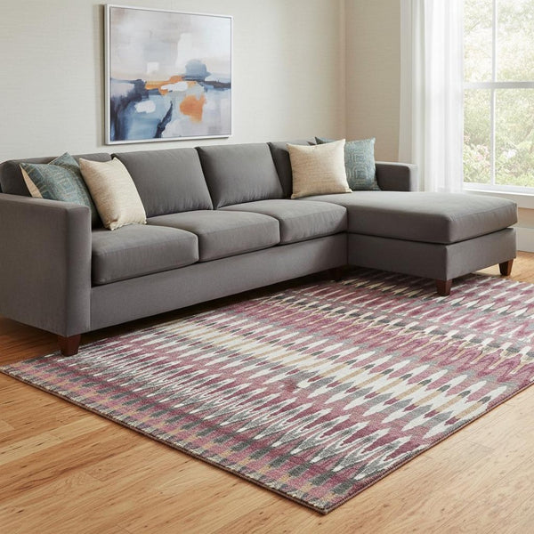 HomeRoots 10' X 14' Mauve Blush & Ivory Southwestern Area Rug - Washable, UV Protected, Stain-Resistant Design 668265