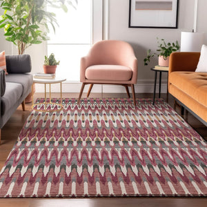 HomeRoots 10' X 14' Mauve Blush & Ivory Southwestern Area Rug - Washable, UV Protected, Stain-Resistant Design 668265