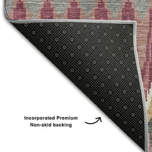 HomeRoots 10' X 14' Mauve Blush & Ivory Southwestern Area Rug - Washable, UV Protected, Stain-Resistant Design 668265