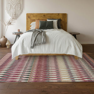HomeRoots 10' X 14' Mauve Blush & Ivory Southwestern Area Rug - Washable, UV Protected, Stain-Resistant Design 668265
