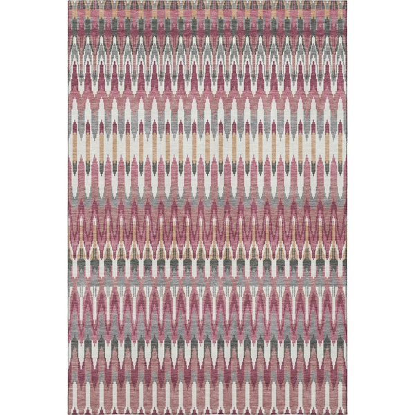 HomeRoots 10' X 14' Mauve Blush & Ivory Southwestern Area Rug - Washable, UV Protected, Stain-Resistant Design 668265