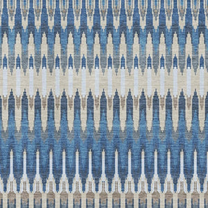 HomeRoots 5' X 8' Southwestern Washable Area Rug in Navy, Ivory & Gray with UV Protection for Homes & Pets 668267