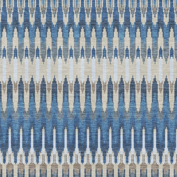 HomeRoots 5' X 8' Southwestern Washable Area Rug in Navy, Ivory & Gray with UV Protection for Homes & Pets 668267