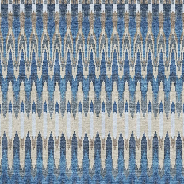HomeRoots 8' X 10' Southwestern Area Rug - Navy Blue, Ivory & Gray - Durable, Washable, UV-Protected Design! 668269