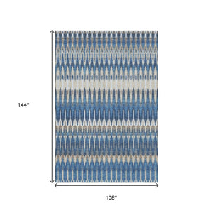 HomeRoots 9' Southwestern Area Rug in Navy Blue, Ivory & Gray – Washable, Durable, UV-Protected Design for Homes 668270