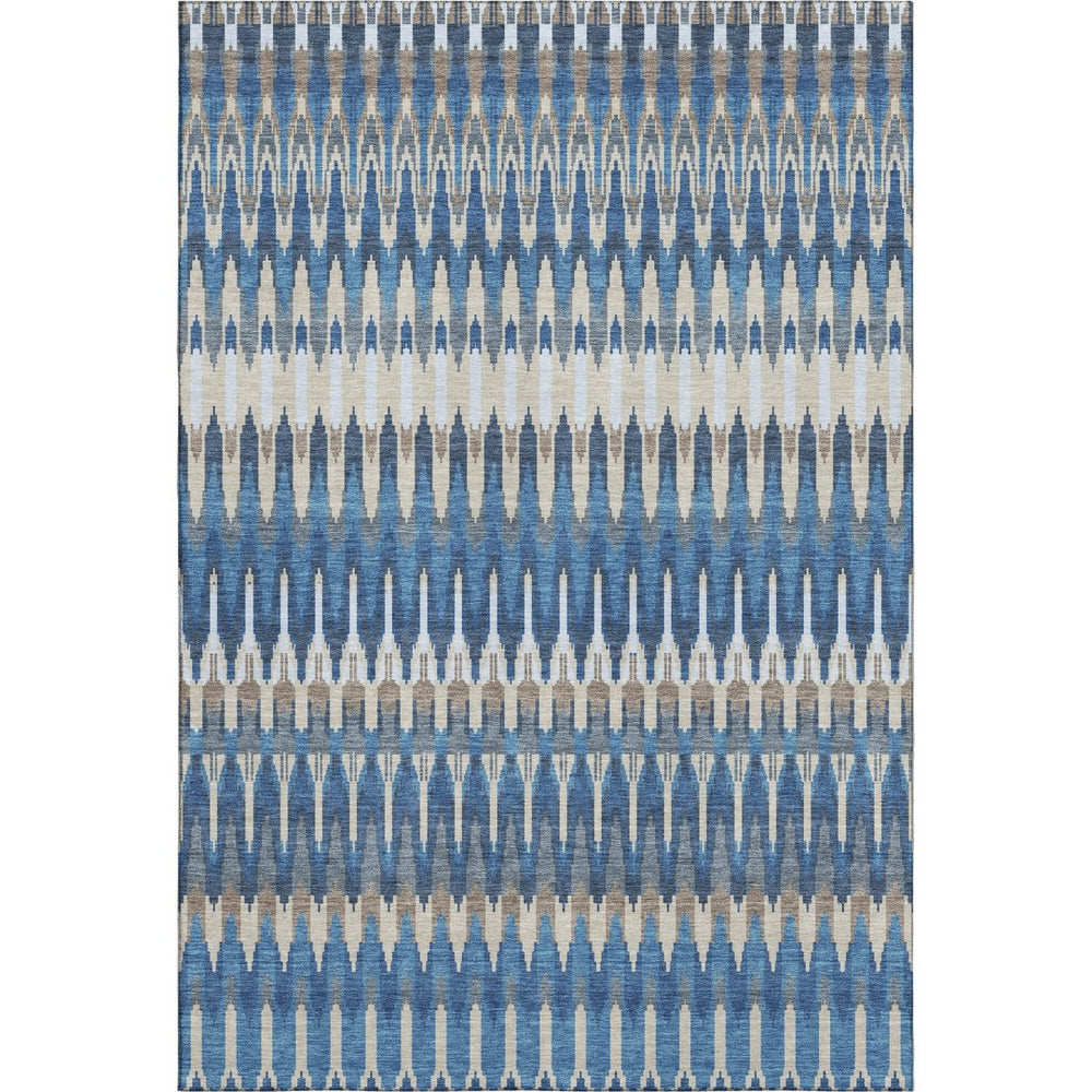 HomeRoots 9' Southwestern Area Rug in Navy Blue, Ivory & Gray – Washable, Durable, UV-Protected Design for Homes 668270