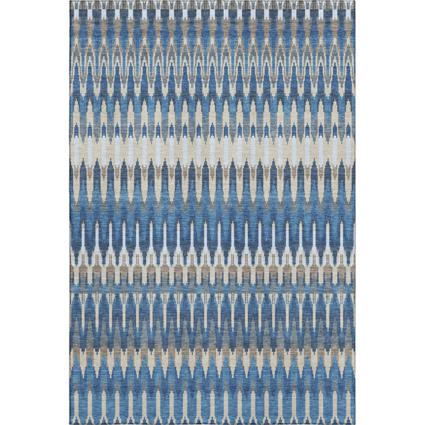 HomeRoots 9' Southwestern Area Rug in Navy Blue, Ivory & Gray – Washable, Durable, UV-Protected Design for Homes 668270