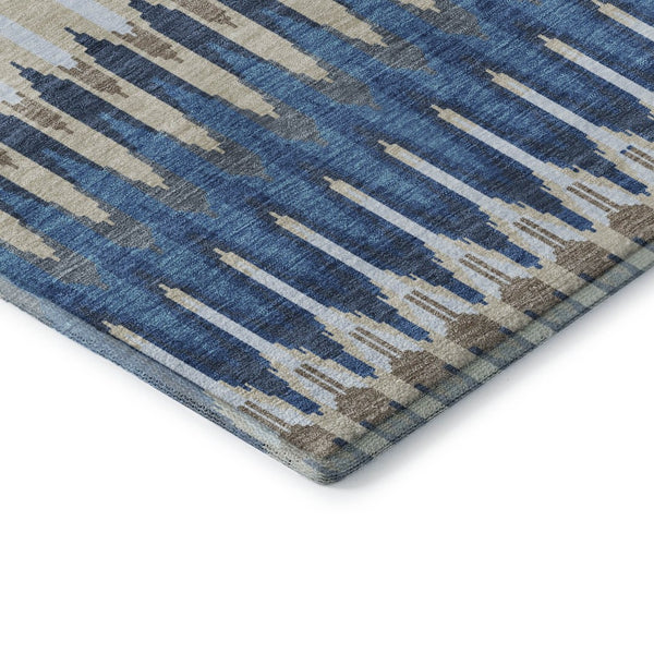 HomeRoots 9' Southwestern Area Rug in Navy Blue, Ivory & Gray – Washable, Durable, UV-Protected Design for Homes 668270