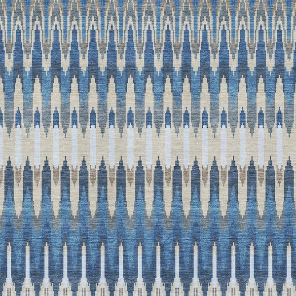 HomeRoots 9' Southwestern Area Rug in Navy Blue, Ivory & Gray – Washable, Durable, UV-Protected Design for Homes 668270