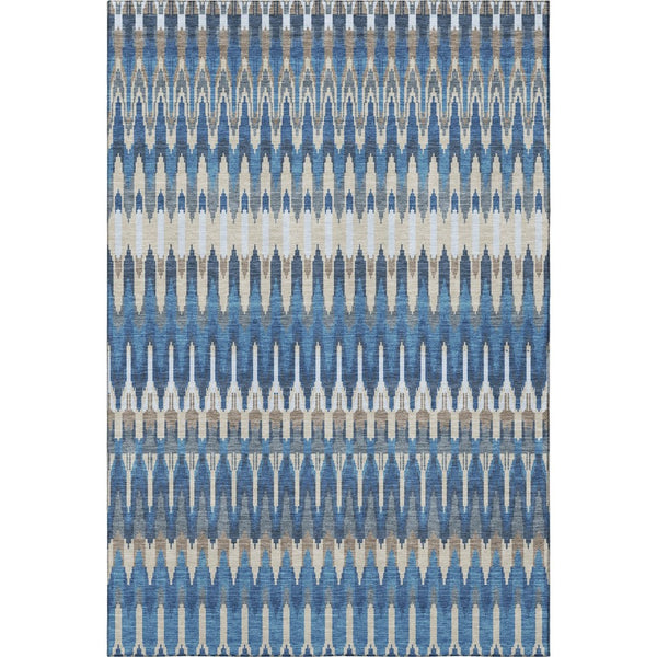 HomeRoots 9' Southwestern Area Rug in Navy Blue, Ivory & Gray – Washable, Durable, UV-Protected Design for Homes 668270