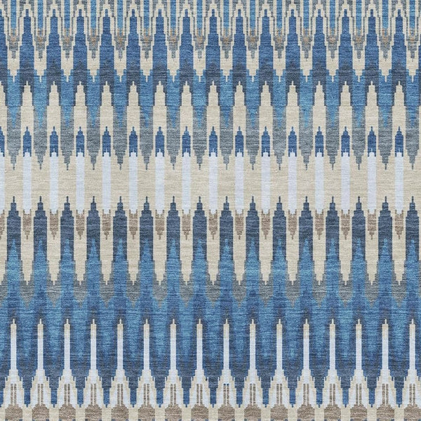 HomeRoots 10' X 14' Stylish Navy Blue Ivory Gray Southwestern Area Rug with Stain Resistance & UV Protection 668271