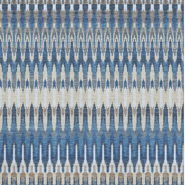 HomeRoots 10' X 14' Stylish Navy Blue Ivory Gray Southwestern Area Rug with Stain Resistance & UV Protection 668271