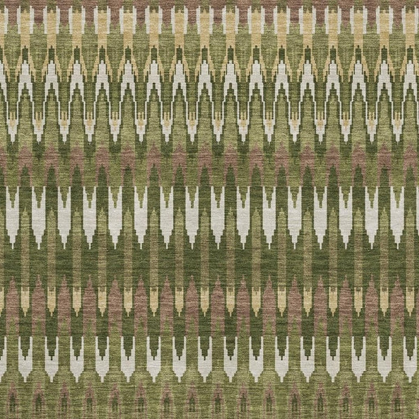 HomeRoots 8' X 10' Southwestern Washable Area Rug in Olive Green, Ivory & Brown with UV Protection & Durability 668275