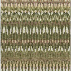 HomeRoots 9' X 12' Olive Green Ivory Brown Southwestern Area Rug - Washable, UV Protected, Stain Resistant Charm 668276