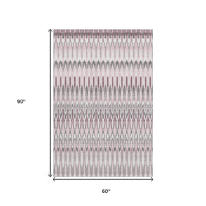 HomeRoots 5' X 8' Pink Ivory Gray Southwestern Washable Area Rug - Stylish, Durable, UV-Protected & Easy Care 668279