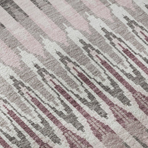 HomeRoots 8' Pink Ivory and Gray Southwestern Round Rug - Durable, Stain Resistant, UV Protected for Versatile Spaces 668280