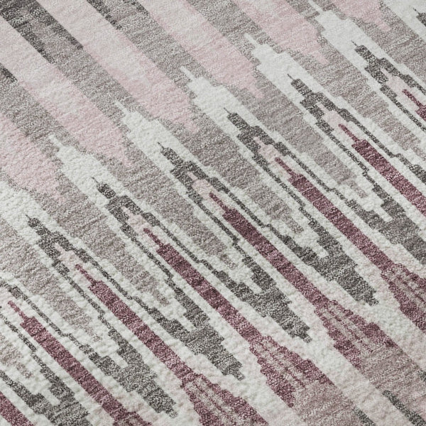 HomeRoots 8' Pink Ivory and Gray Southwestern Round Rug - Durable, Stain Resistant, UV Protected for Versatile Spaces 668280