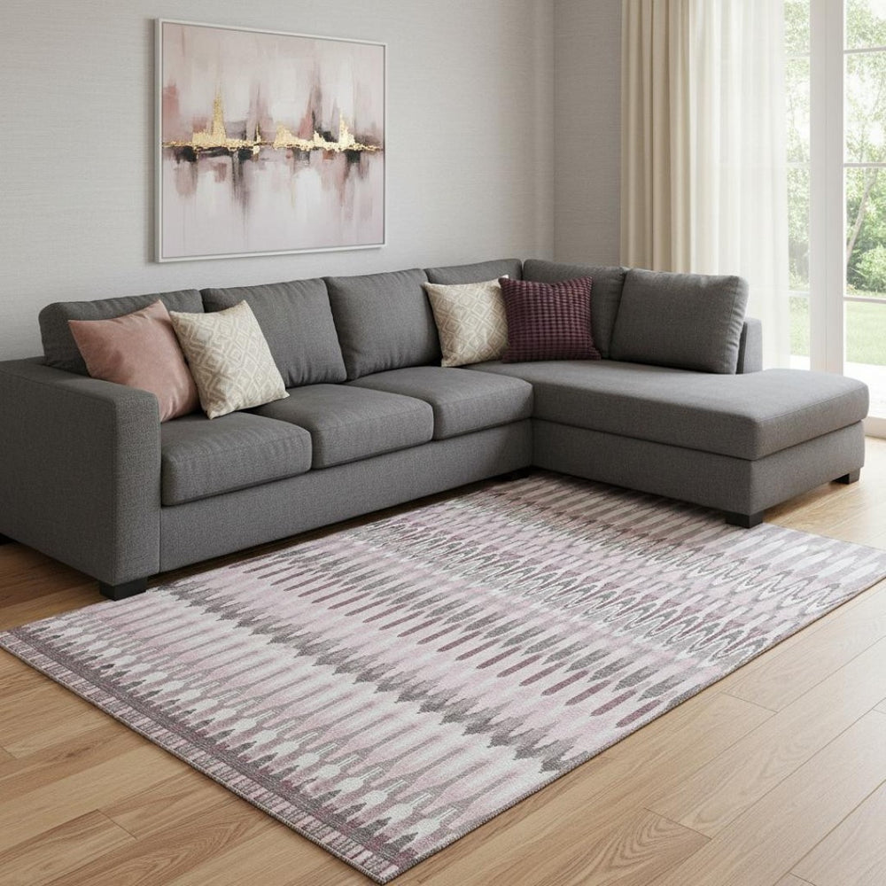 HomeRoots 8' X 10' Pink Ivory & Gray Southwestern Area Rug - Stylish, Washable, UV-Protected for High-Traffic Areas 668281