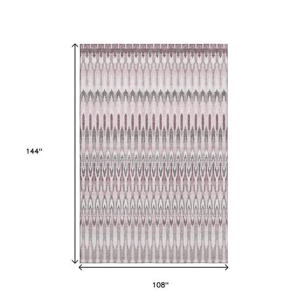 HomeRoots 9' X 12' Pink Ivory Gray Southwestern Washable Area Rug - Durable, Stylish, UV Protected & Easy Care 668282