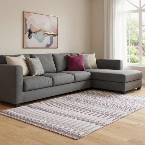 HomeRoots 9' X 12' Pink Ivory Gray Southwestern Washable Area Rug - Durable, Stylish, UV Protected & Easy Care 668282