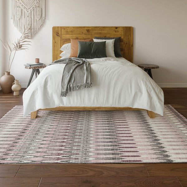 HomeRoots 9' X 12' Pink Ivory Gray Southwestern Washable Area Rug - Durable, Stylish, UV Protected & Easy Care 668282
