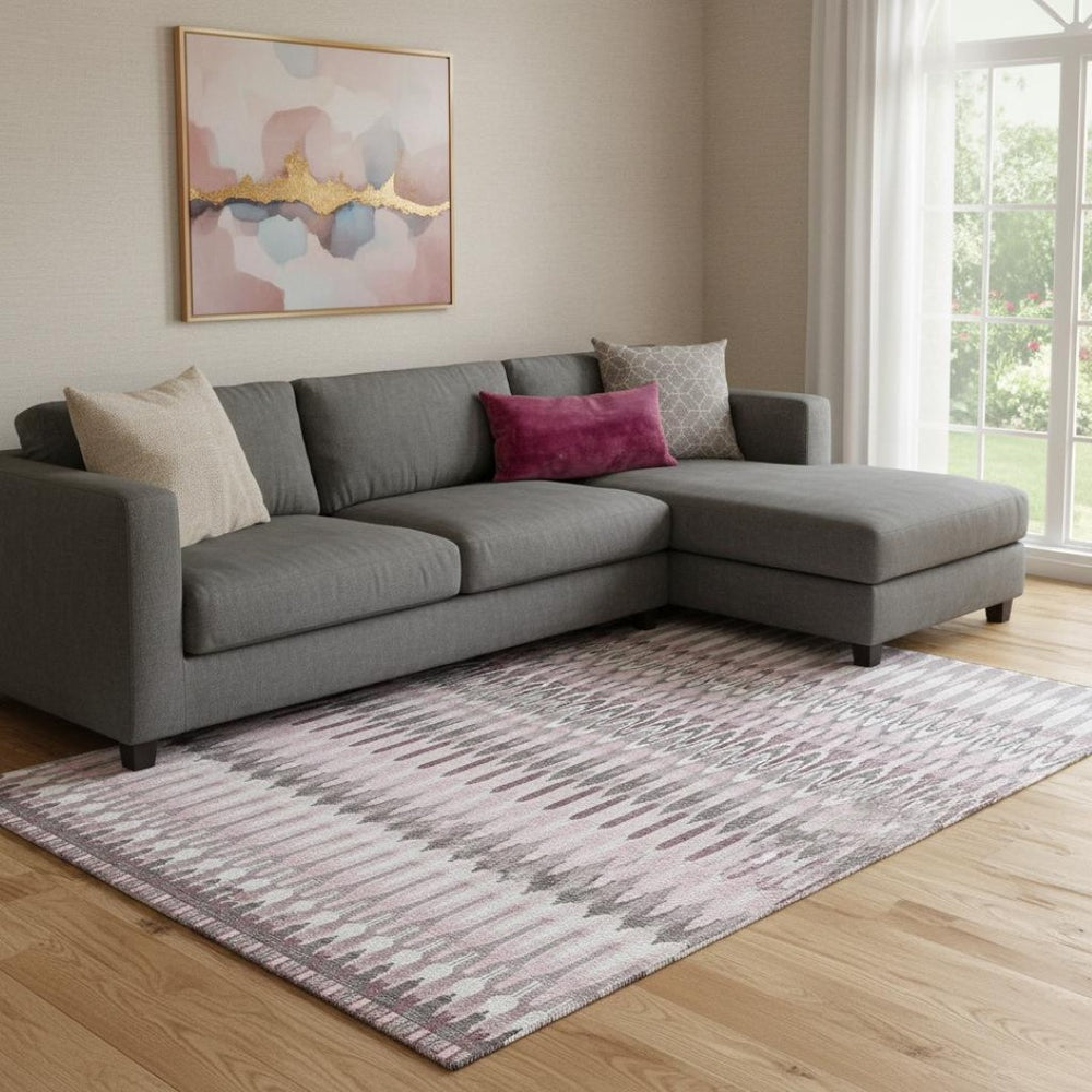 HomeRoots 10' X 14' Pink Ivory & Gray Southwestern Area Rug - Washable, Durable, UV-Protected for Homes 668283