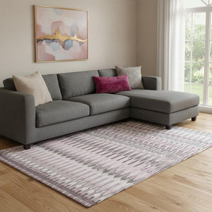 HomeRoots 10' X 14' Pink Ivory & Gray Southwestern Area Rug - Washable, Durable, UV-Protected for Homes 668283