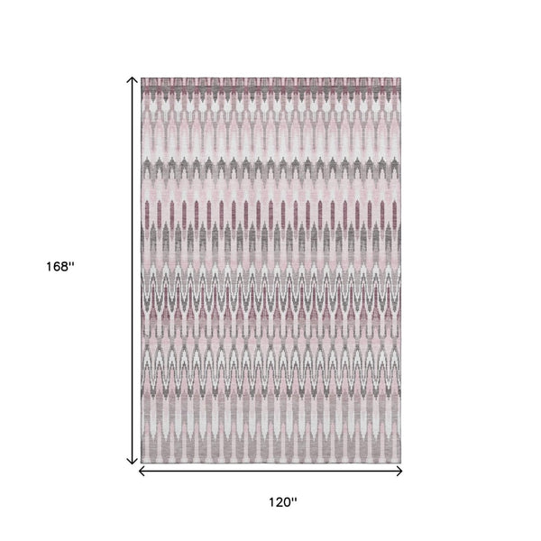 HomeRoots 10' X 14' Pink Ivory & Gray Southwestern Area Rug - Washable, Durable, UV-Protected for Homes 668283