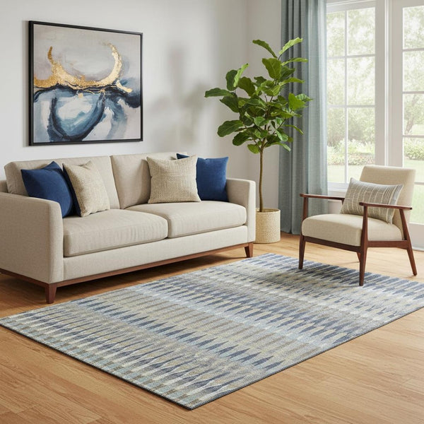 HomeRoots 5' X 8' Southwestern Washable Area Rug in Taupe, Gold & Gray - Durable, UV-Protected, Easy-Care Design 668285