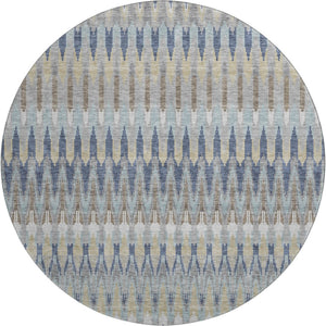 HomeRoots 8' Elegant Taupe Gold & Gray Southwestern Washable Round Rug with Stain Resistance & UV Protection 668286