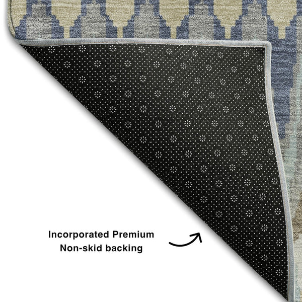 HomeRoots 8' Elegant Taupe Gold & Gray Southwestern Washable Round Rug with Stain Resistance & UV Protection 668286