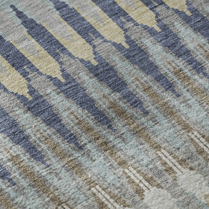 HomeRoots 8' Elegant Taupe Gold & Gray Southwestern Washable Round Rug with Stain Resistance & UV Protection 668286