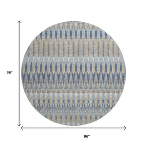 HomeRoots 8' Elegant Taupe Gold & Gray Southwestern Washable Round Rug with Stain Resistance & UV Protection 668286