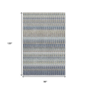 HomeRoots 8' X 10' Southwestern Area Rug in Taupe, Gold & Gray - Washable, Stain-Resistant, UV Protected Comfort 668287